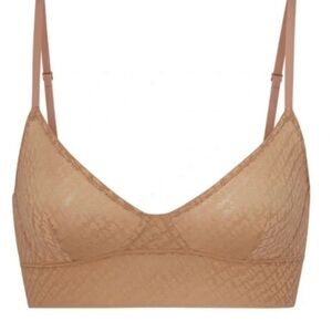 SKIMS Logo Mesh Triangle Bralette, Size XS, Nude